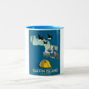 Tasse 2 Couleurs carte de l'île de Baffin affiche de voyage Canada