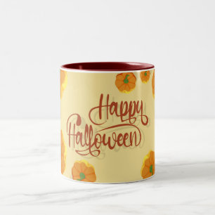 Tasse 2 Couleurs Carte de voeux encadrée Happy Halloween typographi