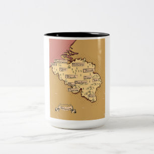 Tasse 2 Couleurs Carte de voyage vintage de Belgique