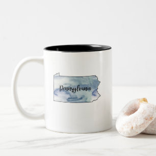 Tasse 2 Couleurs Carte d'état de Pennsylvanie aquarelle