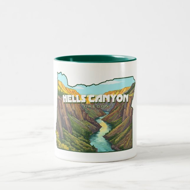 Tasse 2 Couleurs Carte du canyon Hells Oregon (Centre)