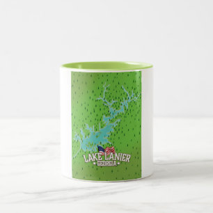 Tasse 2 Couleurs Carte du lac Lanier Georgia