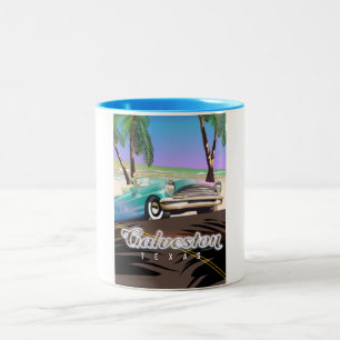 Tasse 2 Couleurs Carte Galveston Island Texas USA