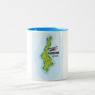 Tasse 2 Couleurs Carte grecque Karpathos Affiche illustrée