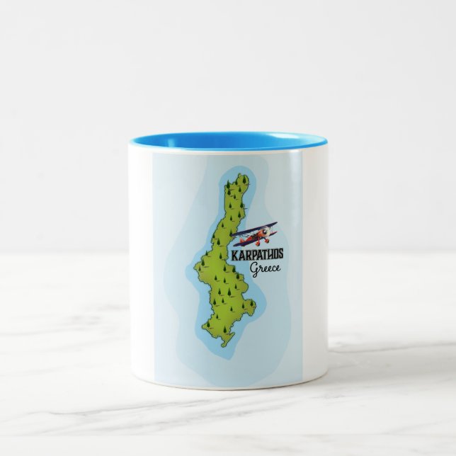Tasse 2 Couleurs Carte grecque Karpathos Affiche illustrée (Centre)