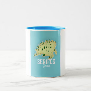 Tasse 2 Couleurs Carte grecque Serifos Affiche illustrée