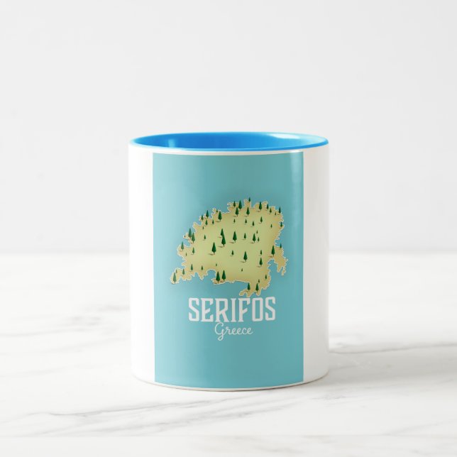 Tasse 2 Couleurs Carte grecque Serifos Affiche illustrée (Centre)
