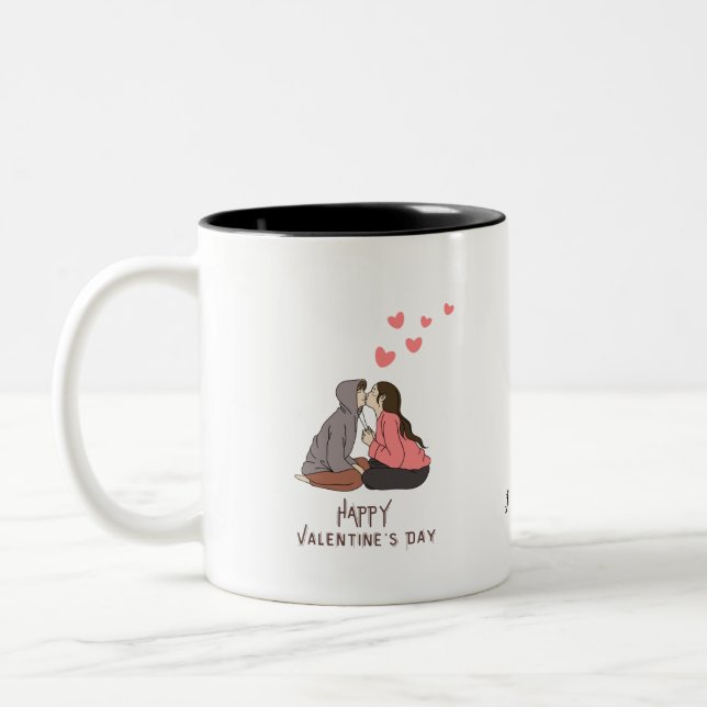 Tasse 2 Couleurs Carte Heureuse Sainte-Valentin de vacances photo (Gauche)