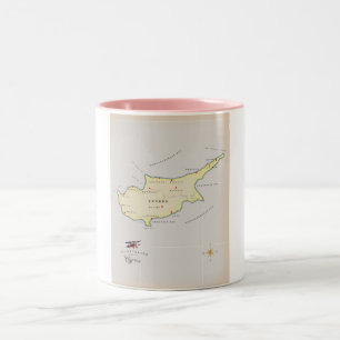 Tasse 2 Couleurs Carte illustrée de Chypre.