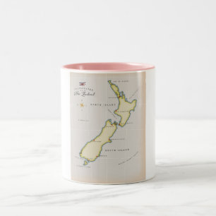 Tasse 2 Couleurs Carte illustrée de la Nouvelle-Zélande