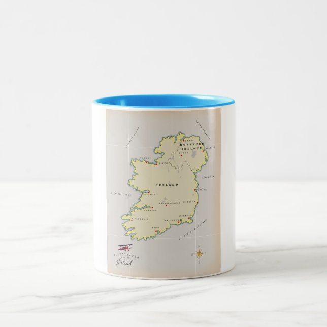 Tasse 2 Couleurs Carte illustrée de l'Irlande (Centre)