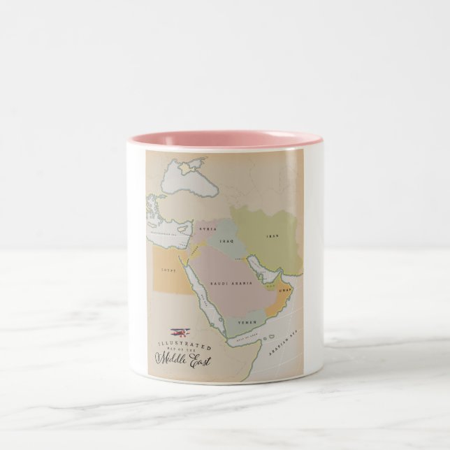 Tasse 2 Couleurs Carte illustrée du Moyen-Orient. (Centre)
