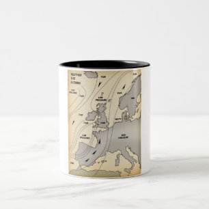 Tasse 2 Couleurs Carte météo ancienne des îles Britanniques et d'Eu