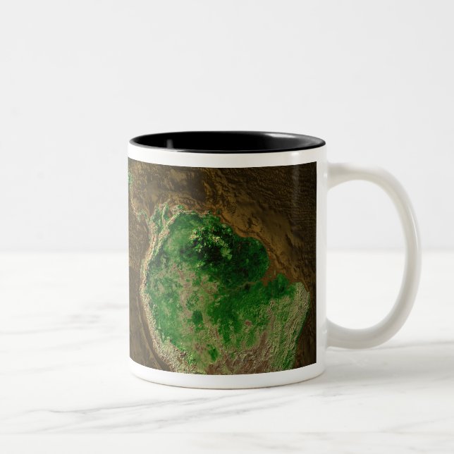 Tasse 2 Couleurs Carte topographique de la Terre (Droit)