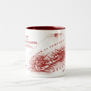 Tasse 2 Couleurs Carte vintage des Bermudes, Bourgogne
