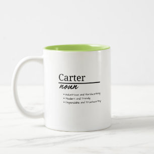 Tasse 2 Couleurs Carter, Garçon Personnalisé Nom Définition