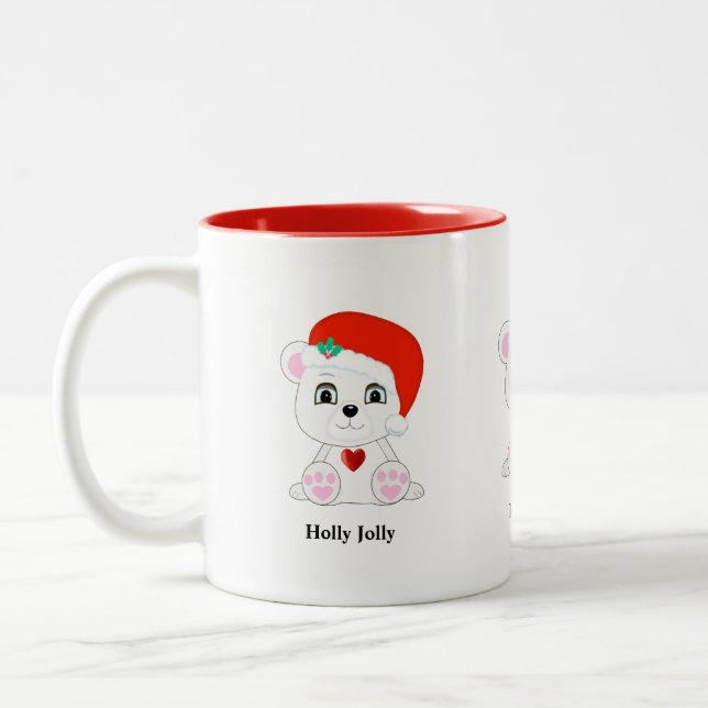 Tasse 2 Couleurs Carton d'ours polaire de Noël mignon (Gauche)