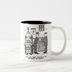 Tasse 2 Couleurs Cartoon de chaise électrique défectueuse - Drôle