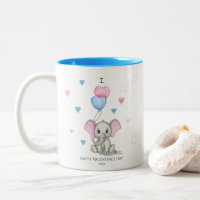 Cartoon Eléphant mignon | Personnalisé Valentine's