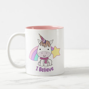 Tasse 2 Couleurs Cartoon mignon bébé licorne et arc-en-ciel