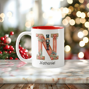 Tasse 2 Couleurs Casse-noisette personnalisé Monogramme N Noël