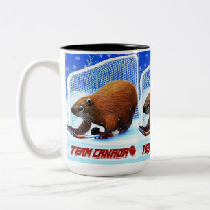 Tasse 2 Couleurs Castor de hockey sur glace