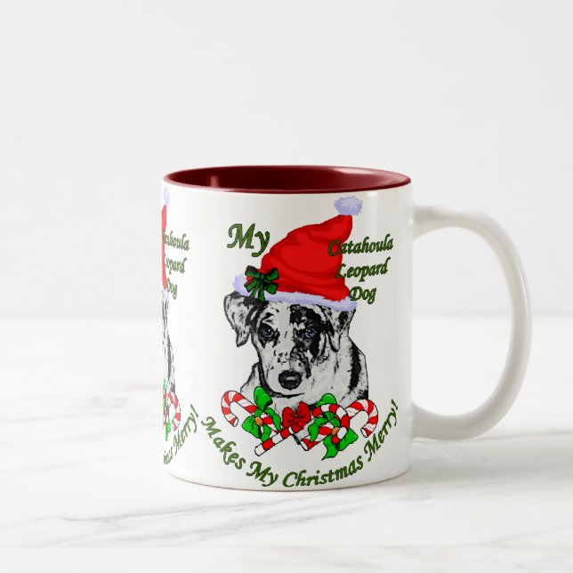 Tasse 2 Couleurs Catahoula Leopard Chien cadeaux de Noël (Droit)