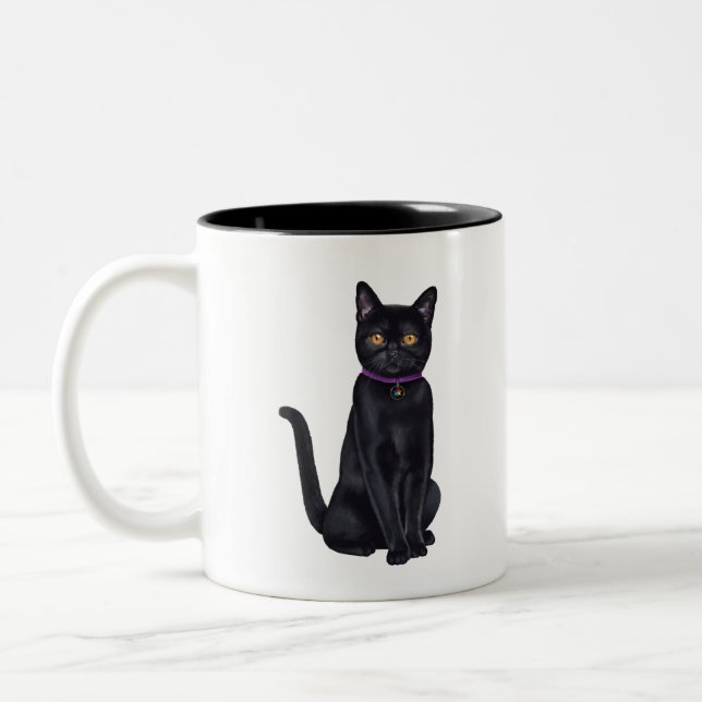 Tasse 2 Couleurs CatFans - chat noir de Bombay (Gauche)