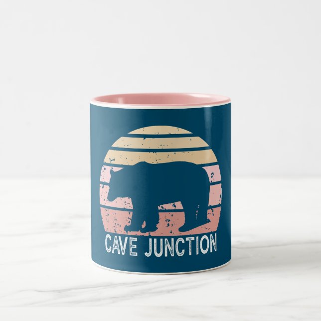 Tasse 2 Couleurs Cave Junction Oregon Retro Bear (Centre)