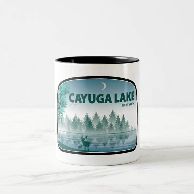 Tasse 2 Couleurs Cayuga Lake New York Deer (Centre)