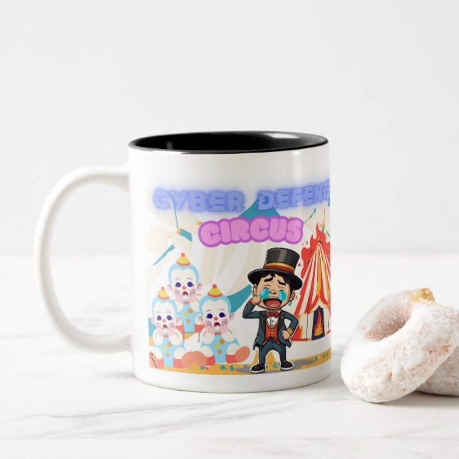 Tasse 2 Couleurs CDC - Cyber Défense Circus ! (Avec donut)