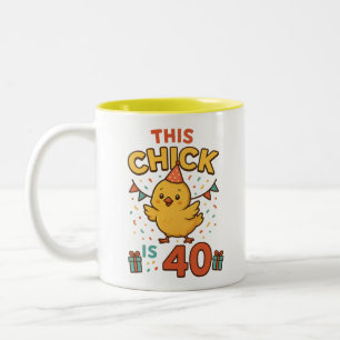 Tasse 2 Couleurs Ce poussin est 40 mignon et amusant anniversaire
