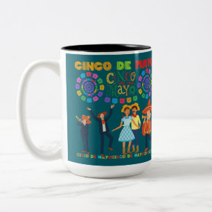 Tasse 2 Couleurs Célébration salsa coucher de soleil sarcelle foncé