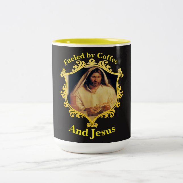 Tasse 2 Couleurs Cène Divine : Casser Le Pain Avec Jésus (Centre)