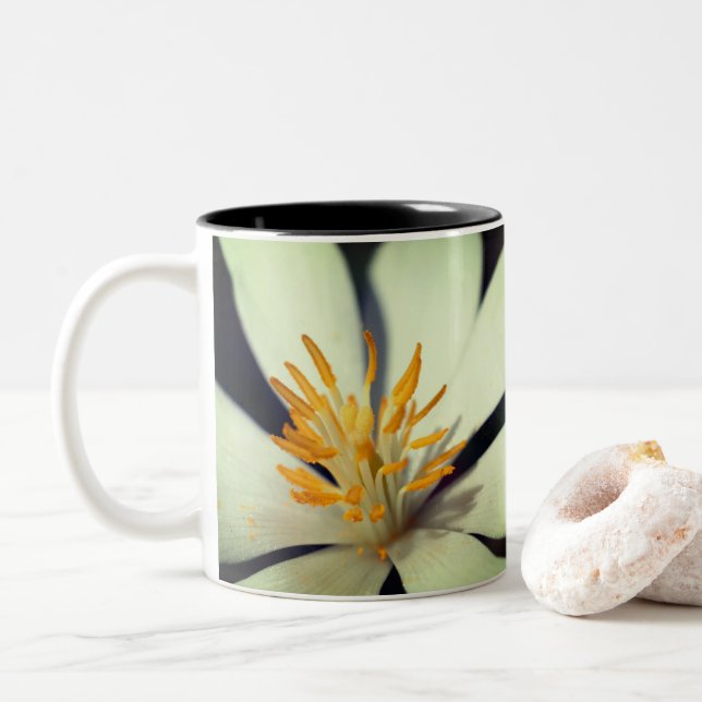 Tasse 2 Couleurs Centre Fleur Bloodroot Personnalisé (Avec donut)