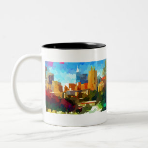 Tasse 2 Couleurs Centre-ville de Raleigh North Carolina Skyline