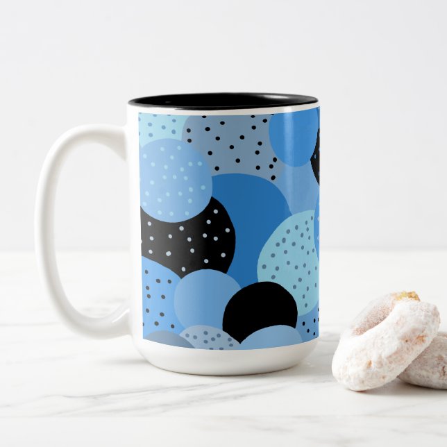 Tasse 2 Couleurs Cercles bleus Abstraits (Avec donut)