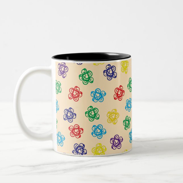 Tasse 2 Couleurs Cercles géométriques fleuris Tourbillonnant et col (Gauche)