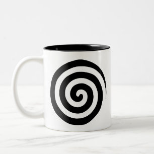 Tasse 2 Couleurs Cercles spiraux du coeur et du tourbillon en noir 