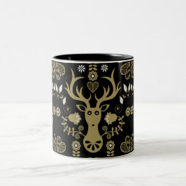 Tasse 2 Couleurs Cerf d'art populaire scandinave