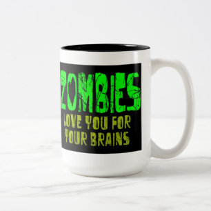 TASSE 2 COULEURS CERVEAUX D'AMOUR DE ZOMBIS