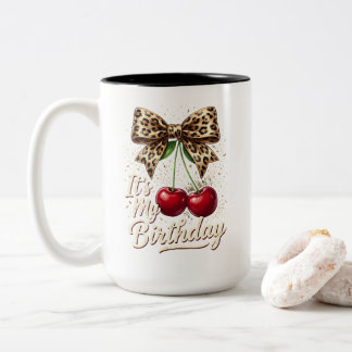 Tasse 2 Couleurs C'est mon anniversaire Mignon Cerisier Léopard Coq