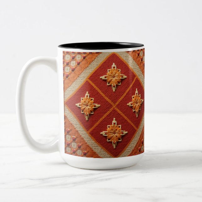 Tasse 2 Couleurs C'est une broderie de motifs (Gauche)