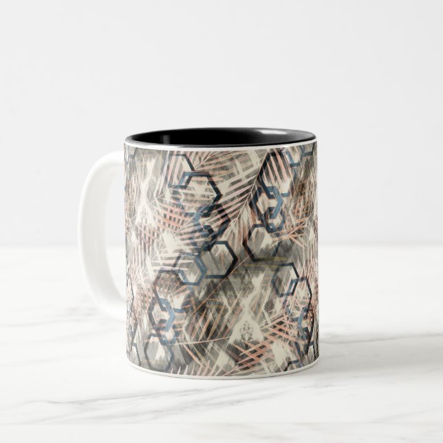 Tasse 2 Couleurs Chaînes sur feuilles de palmiers. (Devant gauche)