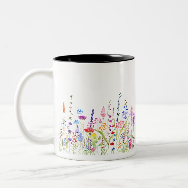 Tasse 2 Couleurs champ de fleurs sauvages colorées (Gauche)