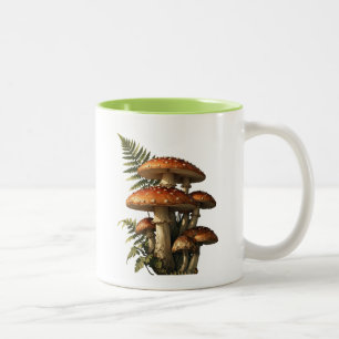 Tasse 2 Couleurs Champignons Amanite Rouge avec Fougère Botanique