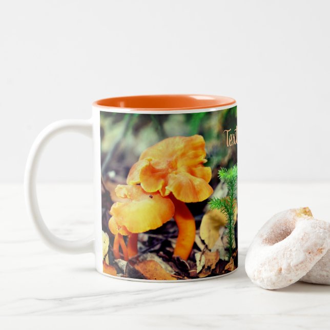 Tasse 2 Couleurs Champignons sauvages d'Orange Nature Personnalisée (Avec donut)