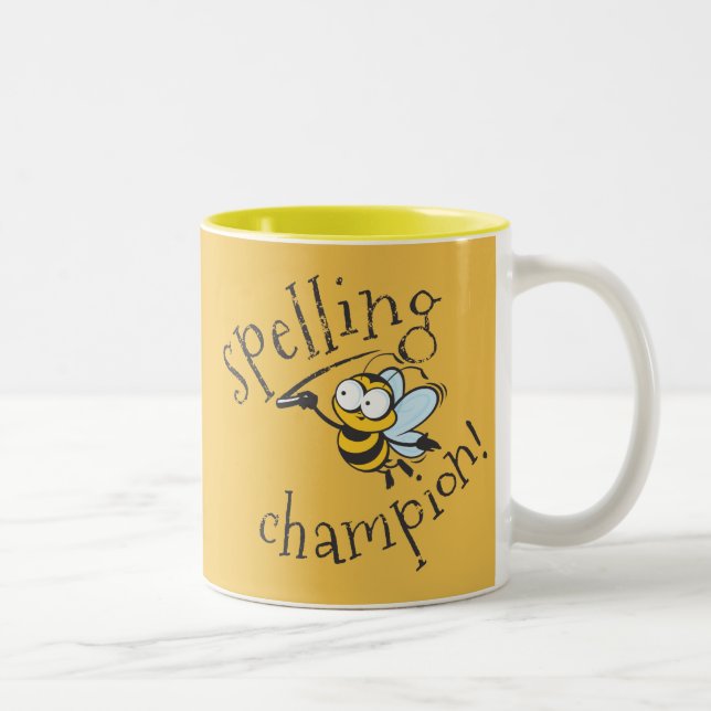 Tasse 2 Couleurs Champion de concours d'orthographe (Droit)