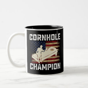 Tasse 2 Couleurs Champion de Cornhole Drapeau Américain USA 4 juill