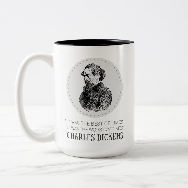 Tasse 2 Couleurs Charles Dickens Portrait et Citation (Gauche)